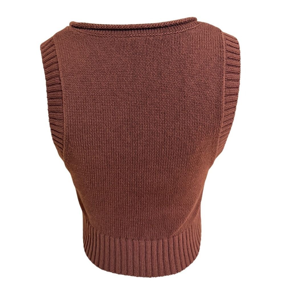 Reformation Women's Knit Cropped Top Brown Scoop Neck Organic Cotton Size Small - Picture 4 of 6